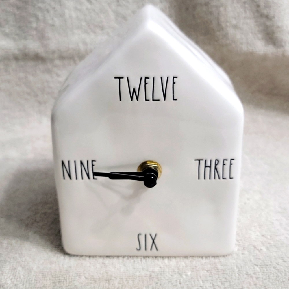 Rae Dunn 2019 Birdhouse Style clock (THREE, SIX, NINE, TWELVE